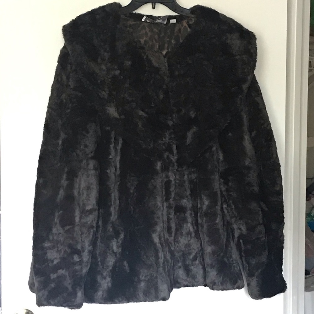 Plus size Faux Fur Coat Shawl Collar Zip 30/32